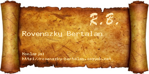 Rovenszky Bertalan névjegykártya